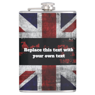 Add text on English flag Throw Pillow Hip Flask