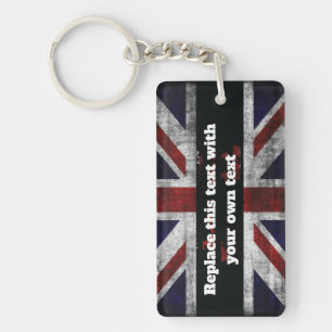 Add text on English flag Throw Pillow Key Ring