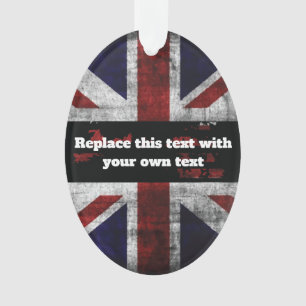Add text on English flag Throw Pillow Ornament