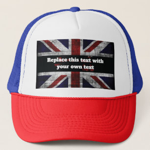 Add text on English flag Throw Pillow Trucker Hat