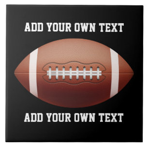 Add text on football throw pillow ceramic tile