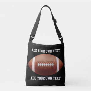 Add text on football throw pillow crossbody bag