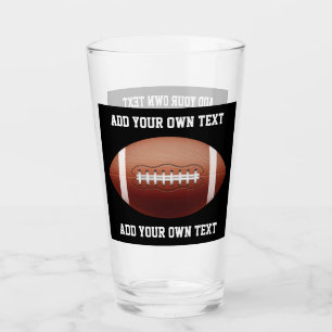 Add text on football throw pillow glass