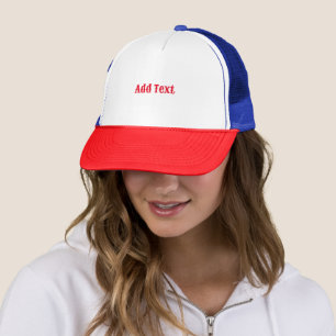 Add Text Red Colour 100% polyester foam front-Cap Trucker Hat