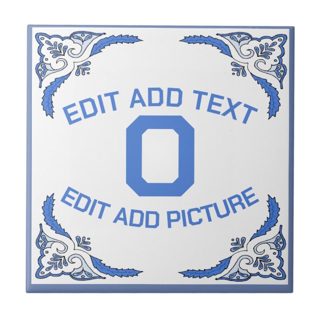 Add text Tile, Dutch Look, Personalise Ceramic Tile (Front)