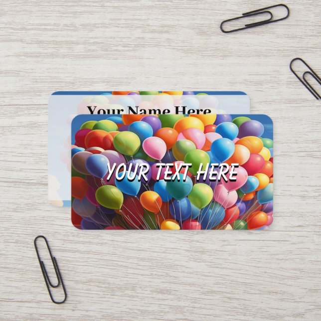 Add Text to Balloons Business Card (Front/Back In Situ)