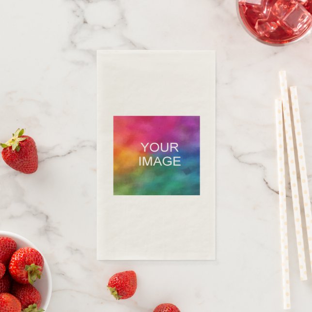 Add Text Upload Business Logo Here Ecru Template Napkin (Insitu)