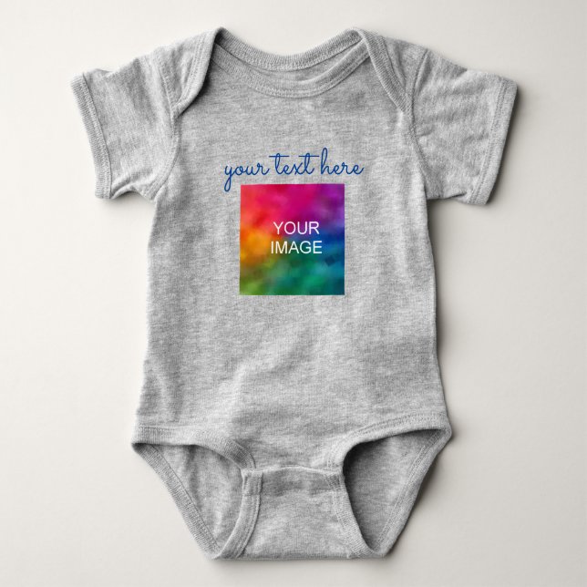 Add Text Upload Photo Baby Double Sided Print Bodysuit (Front)