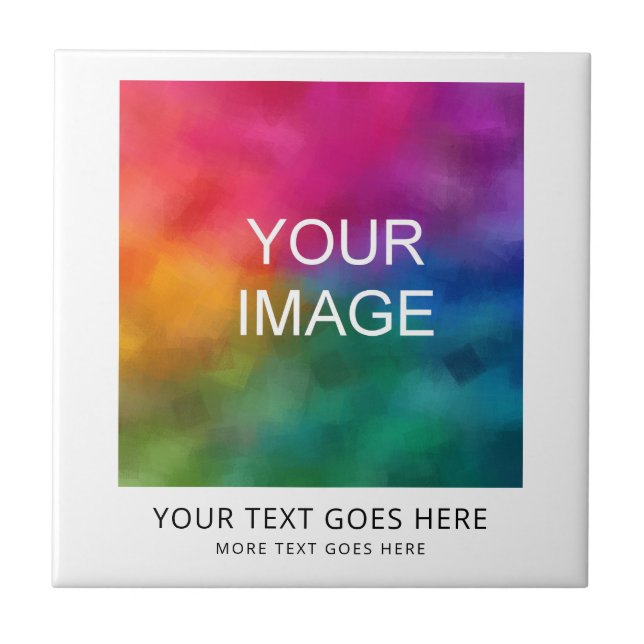 Add Text Upload Your Logo Photo Image Template Ceramic Tile (Front)