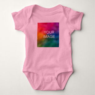Add Text Upload Your Own Image Photo to Pink Baby Bodysuit