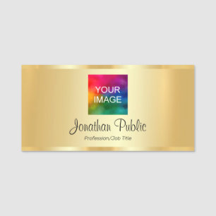 Add Text Upload Your Photo or Company Logo to Name Tag