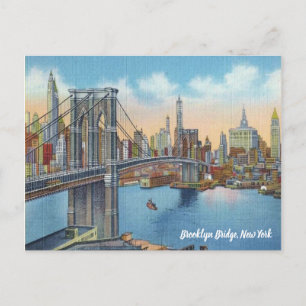 Add Text. Vintage Brooklyn Bridge. Postcard
