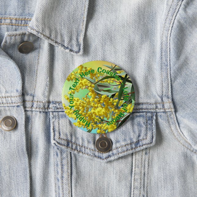 Add Text Wattle & Gum Leaves Aussie badge (In Situ)