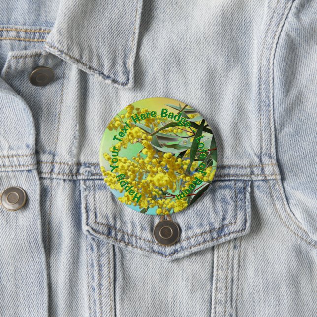 Add Text Wattle & Gum Leaves Aussie badge (In Situ)