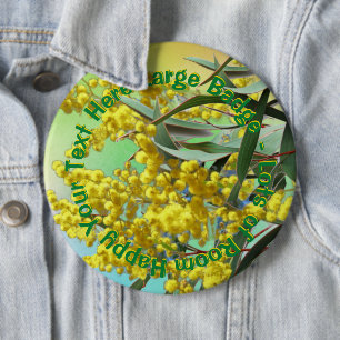 Add Text Wattle & Gum Leaves Aussie Large Badge