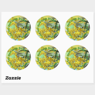 Add Text Wattle & Gum Leaves Aussie Large Classic Round Sticker