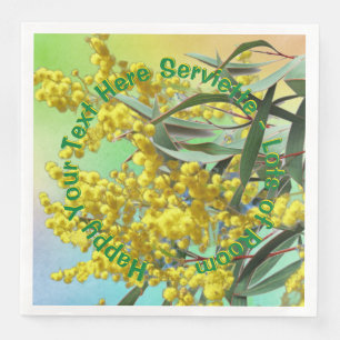 Add Text Wattle & Gum Leaves Aussie Napkin
