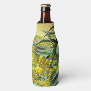 Add Text Wattle & Gum Leaves Aussie Stubby Holder