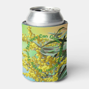 Add Text Wattle & Gum Leaves Aussie Stubby Holder