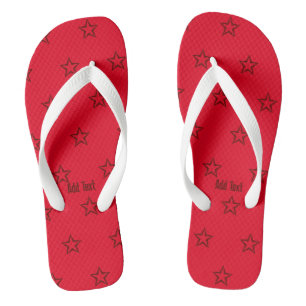 Add Text With Star Symbol Printed Wide Straps Thongs