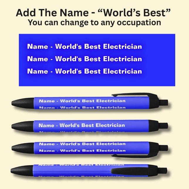 Add the Name - World's Best Electrician Black Ink Pen (Creator Uploaded)