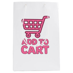 Add To Cart – Trendy Pink Shopping Cart Design Medium Gift Bag