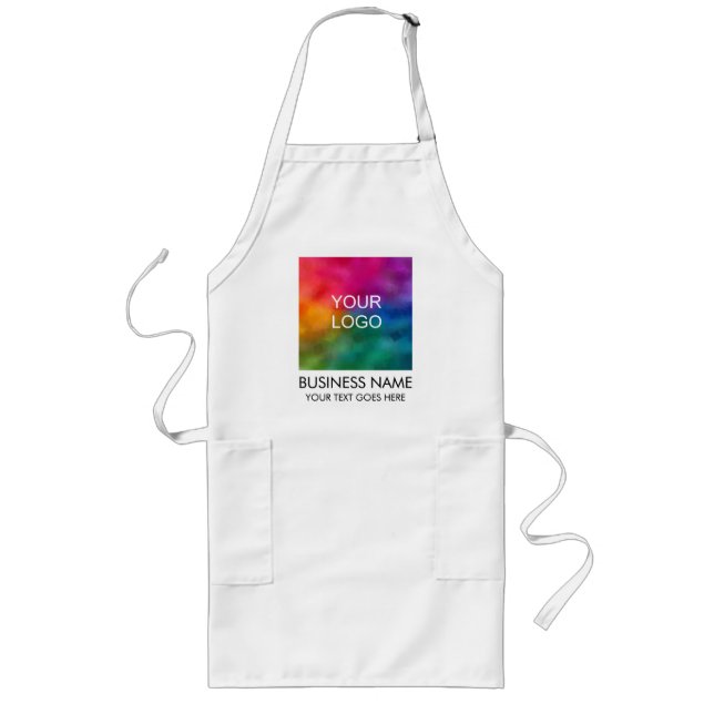 Add Upload Business Company Logo Text  Custom Long Apron (Front)