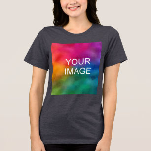 Add Upload Your Own Photo Womens Solid Dark Grey Tri-Blend Shirt