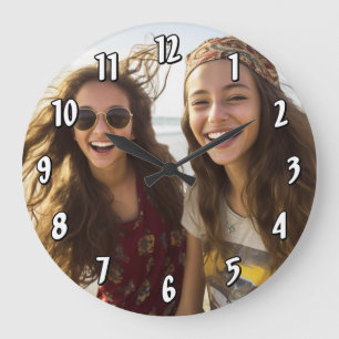 Add Vertical Photo - number template Large Clock