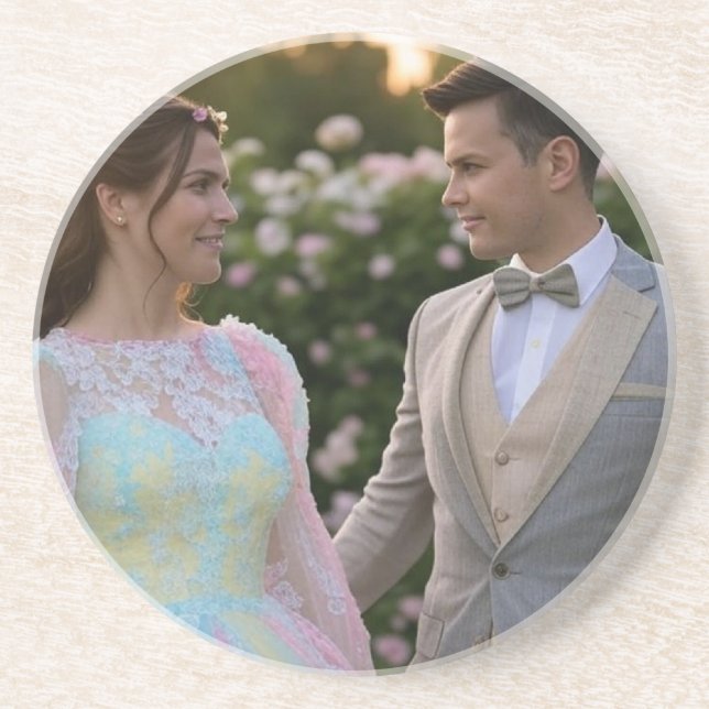 Add Wedding Photo Customise Coaster (Front)