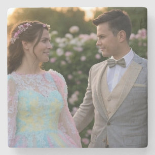 Add Wedding Photo Customise Stone Coaster