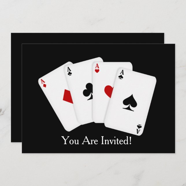 add words playing card party invitation (Front/Back)