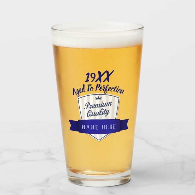 ADD YEAR BORN, Birthday Milestone Gift for Men Glass (Front Filled)