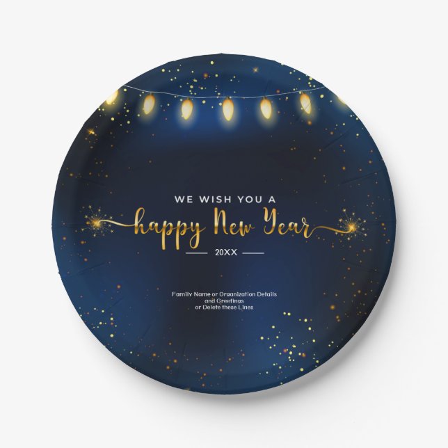 Add Year Family Organisation Details New Year 20XX Paper Plate (Front)