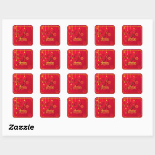 Add Year Happy Chinese New Year 20xx Red Gold Square Sticker