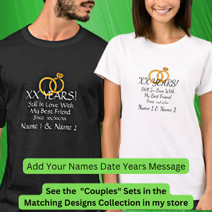 Add Years Date, Names, Wedding Anniversary Couple T-Shirt