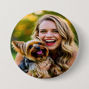 Add Yorkshire Terrier Photo Personalize 7.5 Cm Round Badge