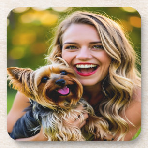 Add Yorkshire Terrier Photo Personalize Coaster