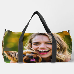 Add Yorkshire Terrier Photo Personalize Duffle Bag