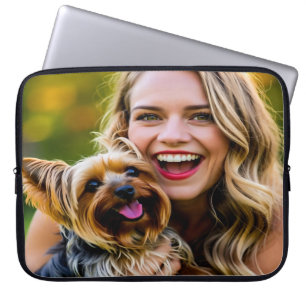 Add Yorkshire Terrier Photo Personalize Laptop Sleeve