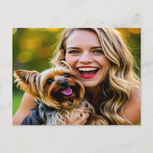 Add Yorkshire Terrier Photo Personalize Postcard