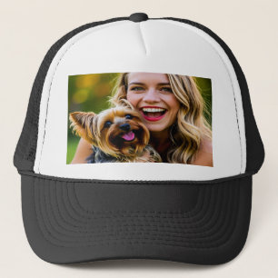 Add Yorkshire Terrier Photo Personalize Trucker Hat