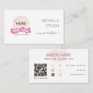 Add You Logo Blush Pink Bakery Business Card