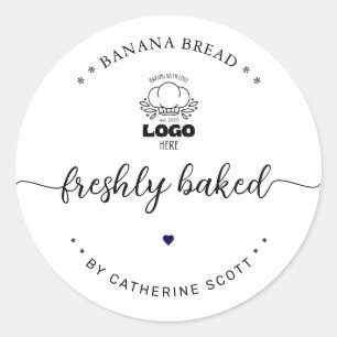 add you logo freshly baked classic round sticker