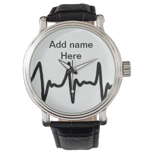 Add you name black music beats design music lover watch