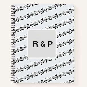 Add you name couple musical notes beats pattern bl notebook