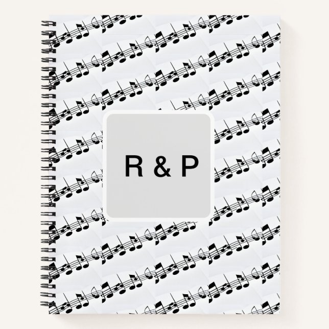 Add you name couple musical notes beats pattern bl notebook (Front)
