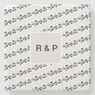 Add you name couple musical notes beats pattern bl stone coaster
