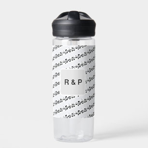 Add you name couple musical notes beats pattern bl water bottle