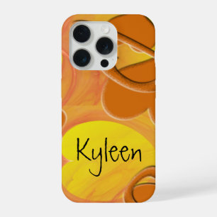 Add You Name Orange Hearts Yellow Template iPhone Case